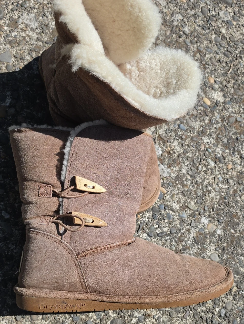 PAWZ Taupe Suede Shearling Winter Boots